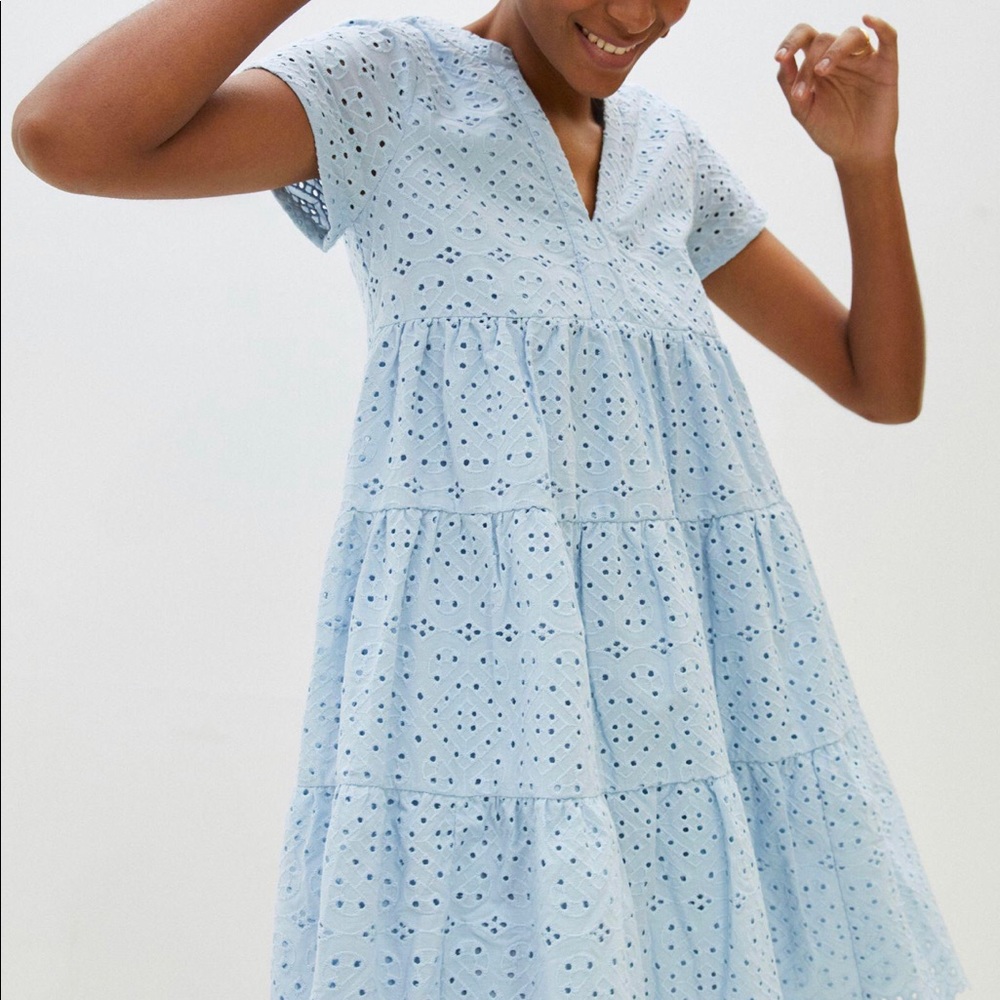 Anthropologie Maeve Harper Eyelet Dress, blue